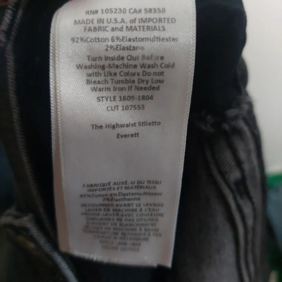 Current/Elliott "Everett" high waisted stiletto Jeans Faded Black/Gray Size 28 - Picture 5 of 8